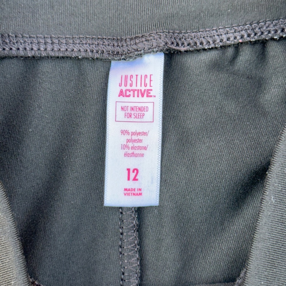 Justice Active Leggings Girls Size 12 Black Logo Waistband Athletic Excellent - Picture 3 of 7